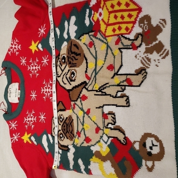 𝅺happy Holidays Urban Heritage Ugly Christmas Sweater Dogs Pugs Lights Up Rec - Picture 11 of 13